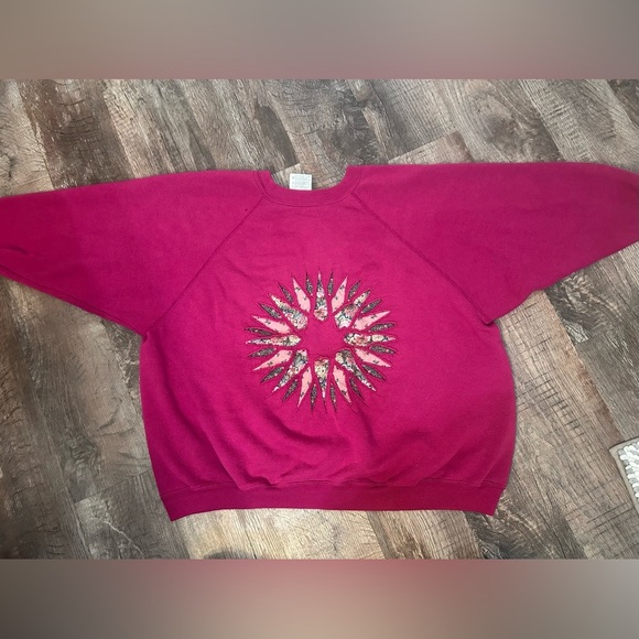 90s Patchwork Quilted Crewneck Sweater Hanes 2X - Picture 3 of 4